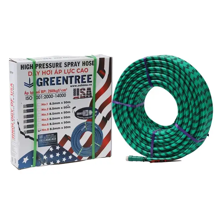 Dây Phun Xịt Rửa Greentree No.8 8.5mm x 50m Xanh lá
